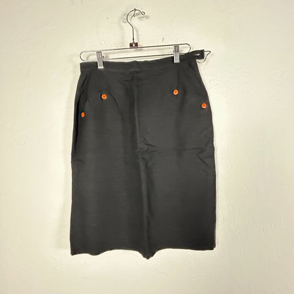 Sonia Rykiel Paris Womens Black Linen Blend Pencil Skirt Size 42 Knee Length